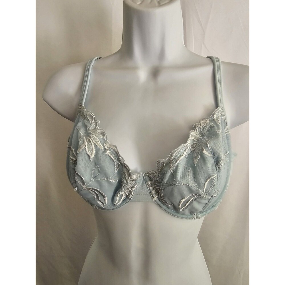 Natori Bra Womens Blue Underwire Embroidered Bra Size 38D